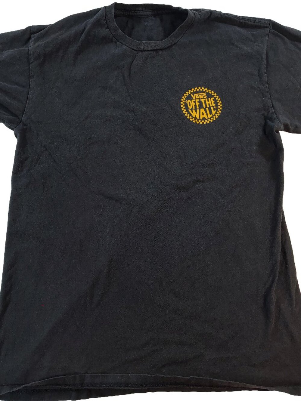 Men's XL Black & Yellow Short Sleeve Vans Off The Wall Graphic Logo T-Shirt